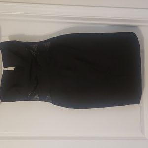 Strapless black knee length dress